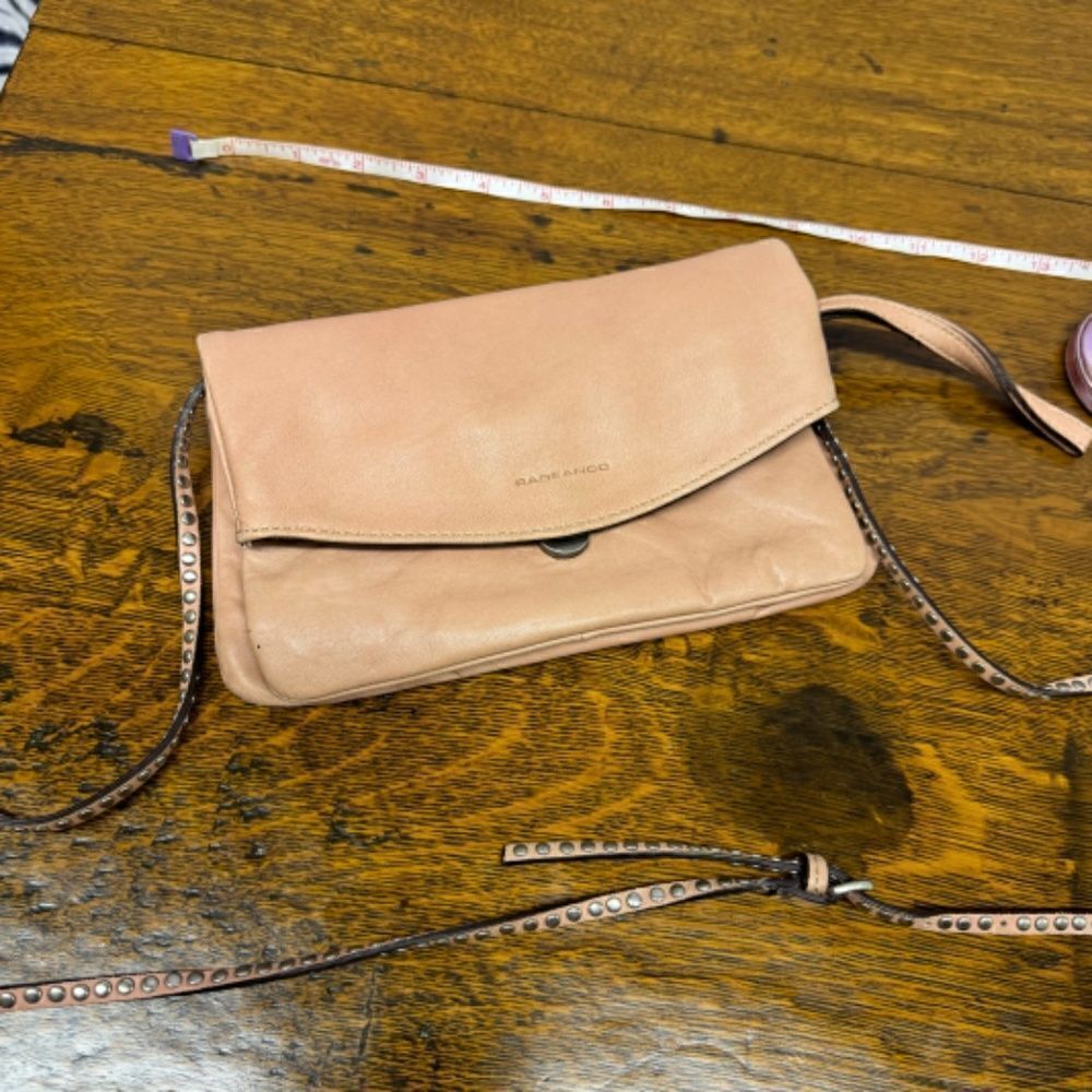 RABEANCO calfskin leather super soft clutch/shoulder bag - dusty pink